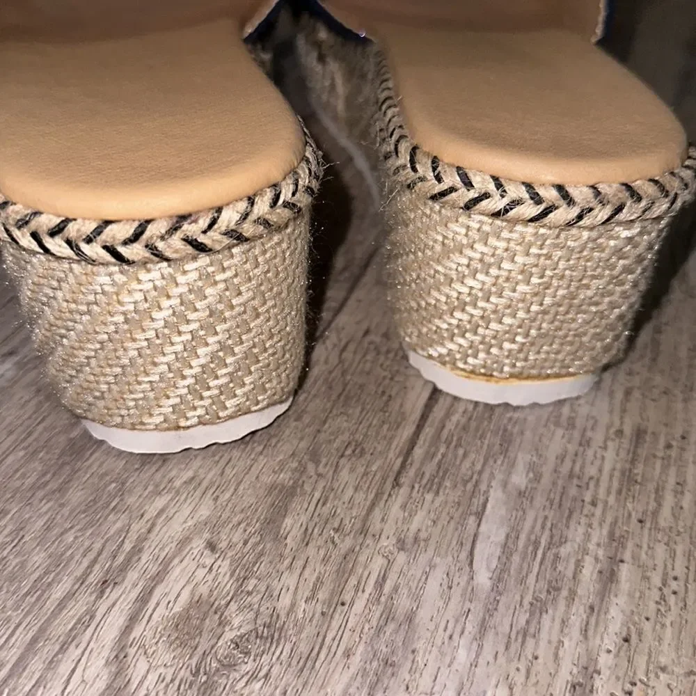 NEW DUOLE Moda blue glitter espadrilles mule ls size 10